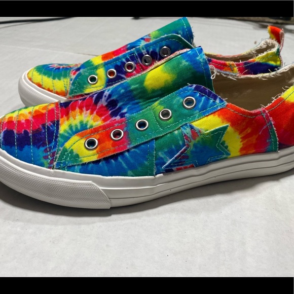 Gypsy Jazz Colorful Tie Dye Play Along Star Canvas Slide On Sneakers size 8.5 - Picture 7 of 15